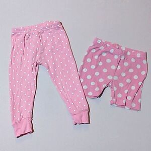 12 Months Carters Girls Pink White Polka Dot Pants Shorts Bundle